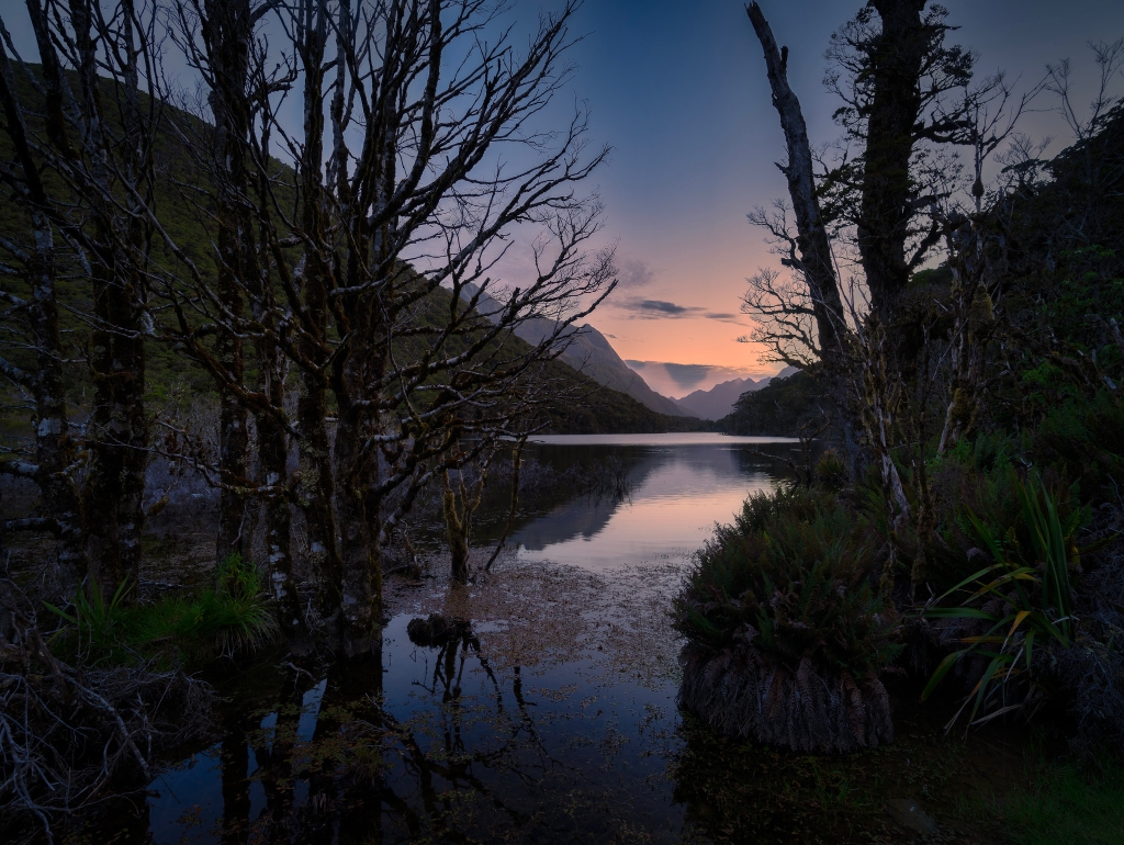 Twilight’s Lament Over the Waters of Lake Hunaiti, Fiordland, NZ
